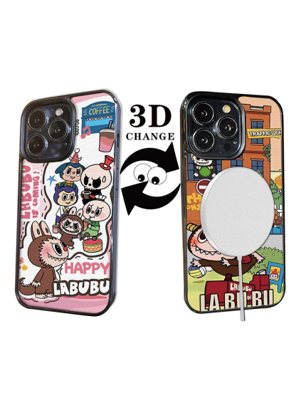 3D Change Cartoon Labubu MagSafe Case