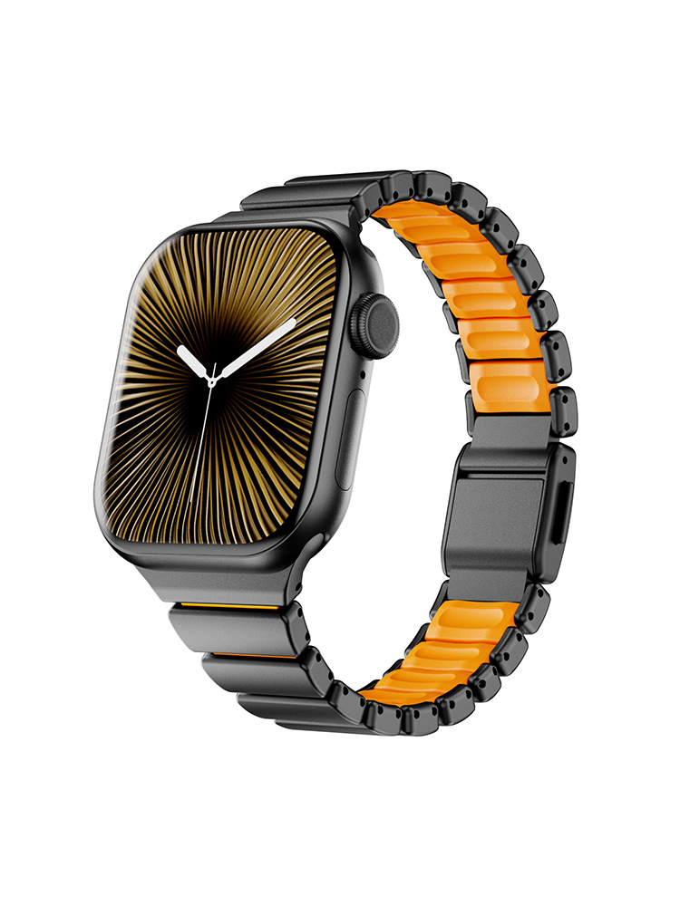 Dual-Layer Stainless Steel and Silicone Watch Band for Apple Watch