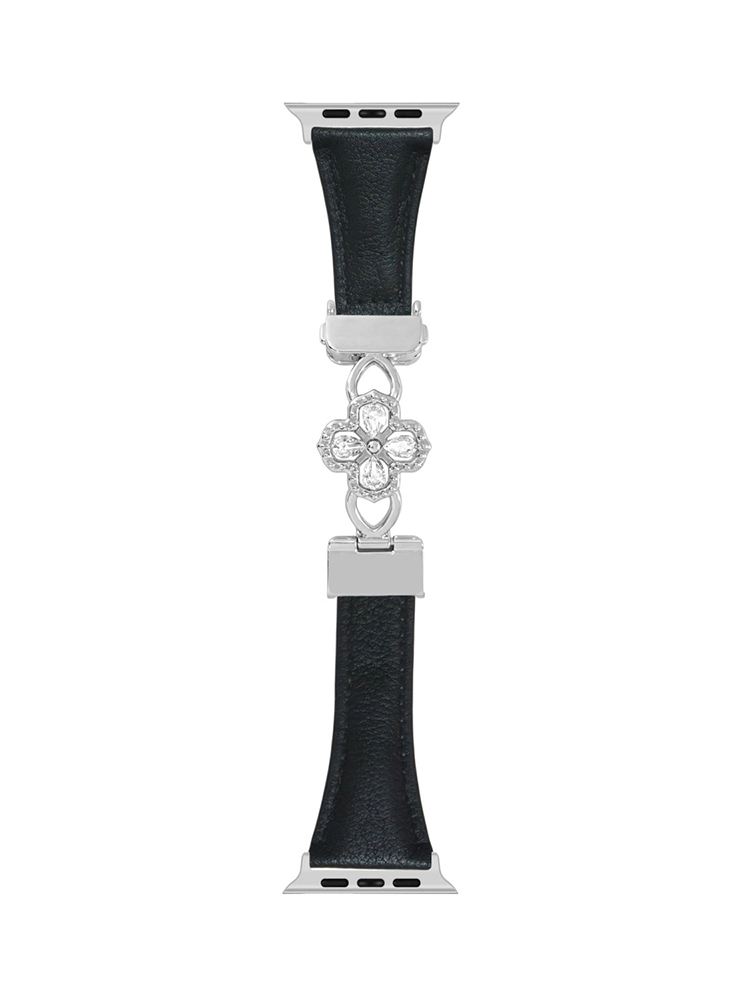 Cut-out Clover Magnetic Clasp Leather Band for Apple Watch