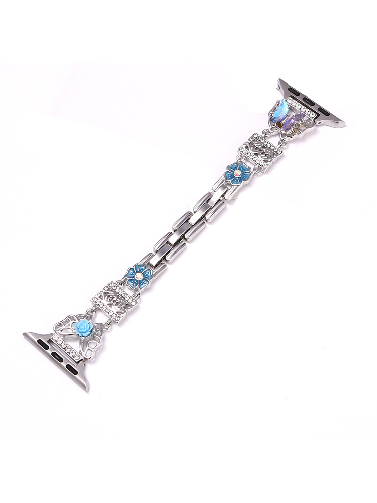 Diamond-encrusted Butterfly with Cherry Blossom Stainless Steel Band-Tatan Band