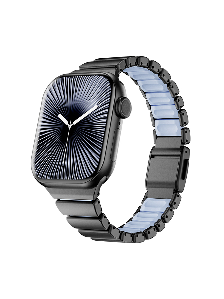 Dual-Layer Stainless Steel and Silicone Watch Band for Apple Watch
