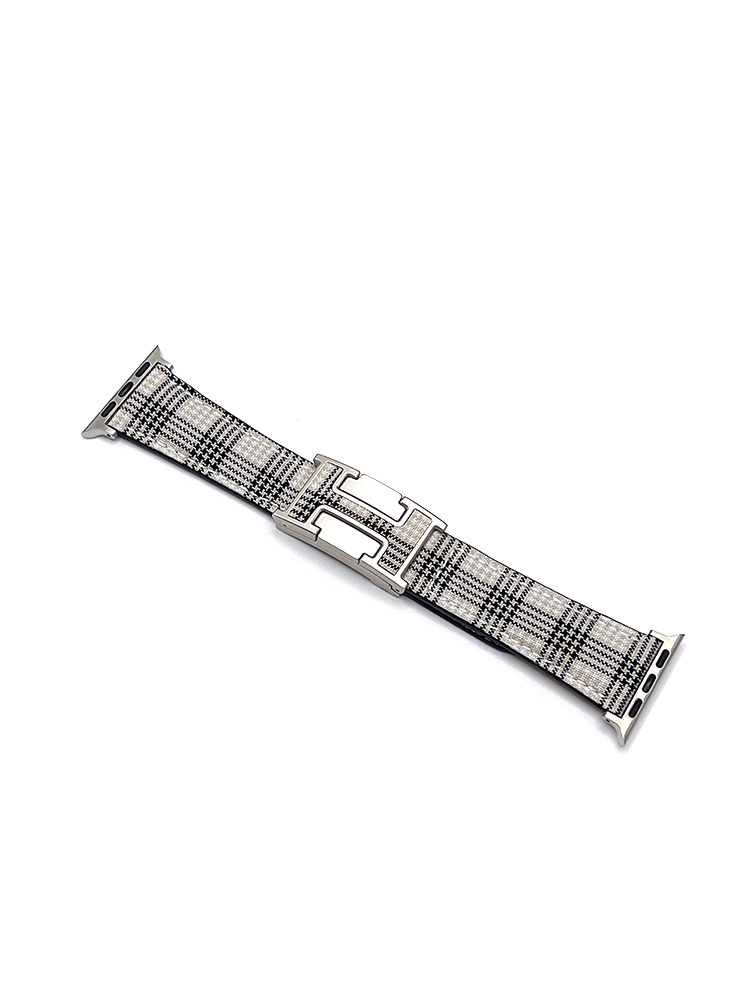 Plaid Pattern H Magnetic Buckle Leather Band