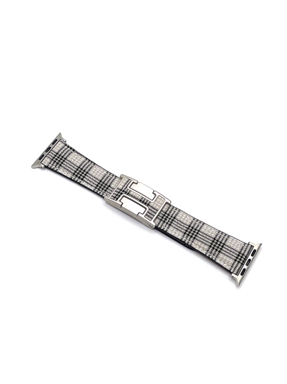 Plaid Pattern H Magnetic Buckle Leather Band