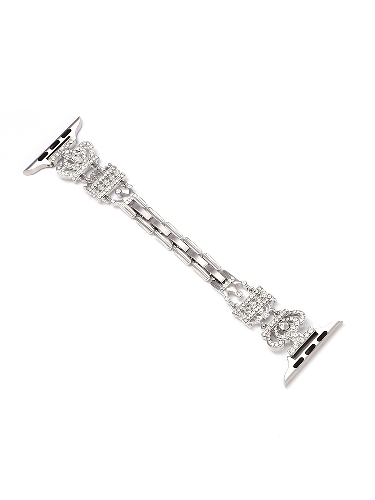 Diamond-encrusted Queen Crown Stainless Steel Band