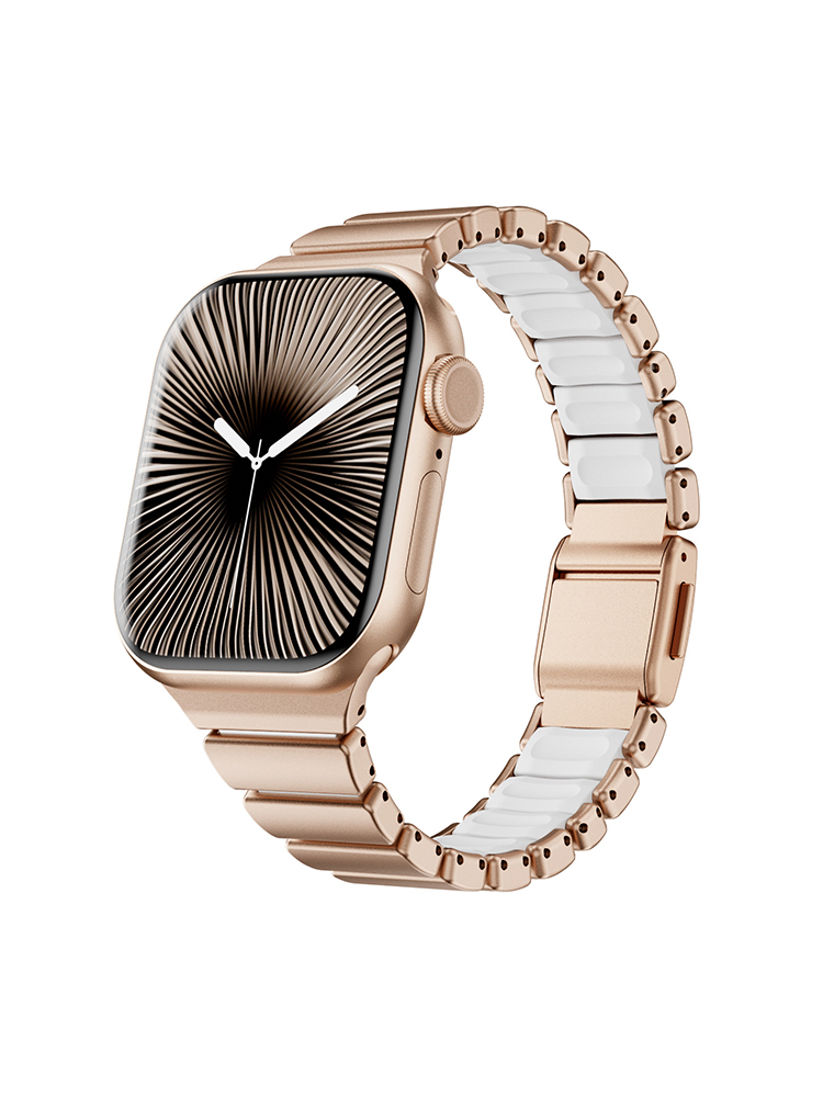 Dual-Layer Stainless Steel and Silicone Watch Band for Apple Watch
