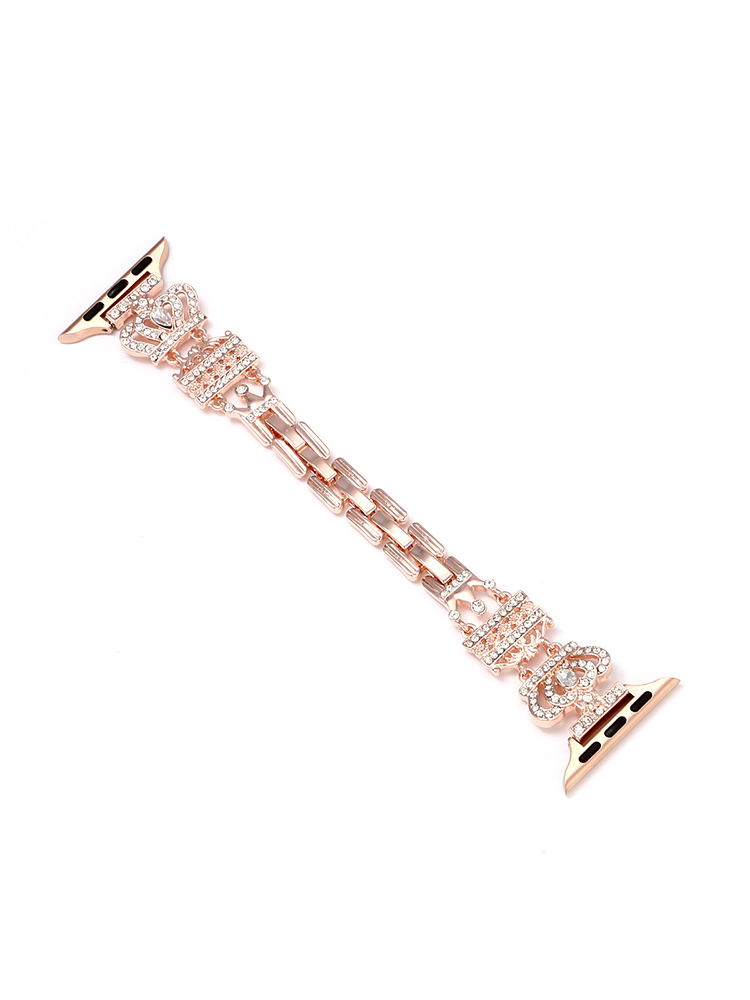 Diamond-encrusted Queen Crown Stainless Steel Band