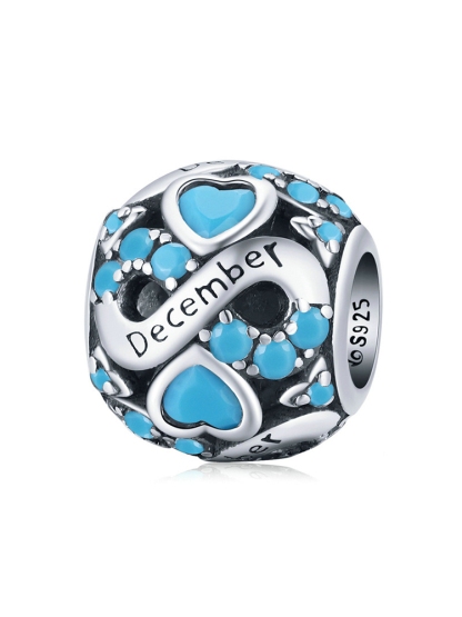 Infinite Love Month Birthstone 925 Sterling Silver Beads
