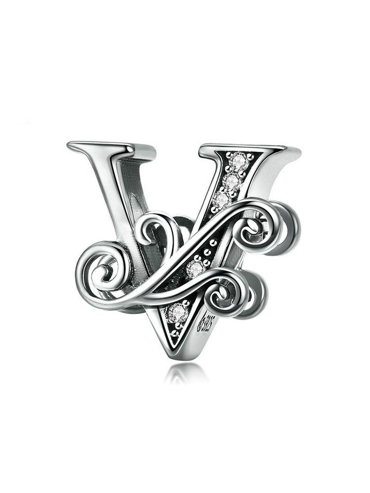 Monogram Letters 925 Sterling Silver Beads