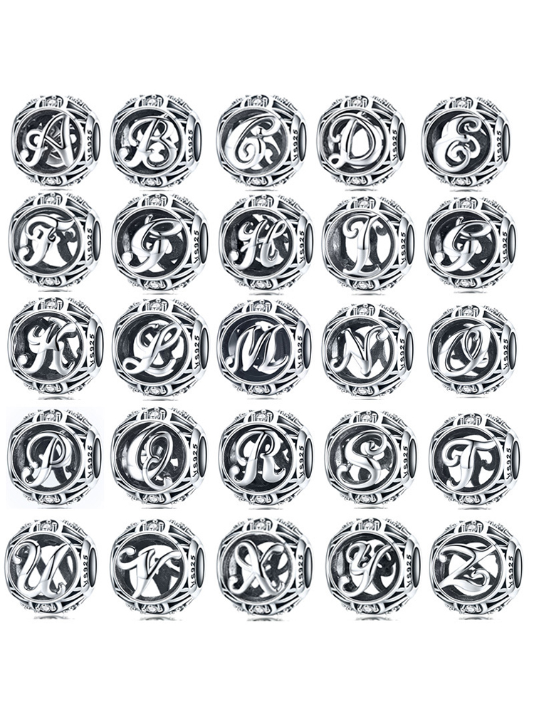 26 Letters 925 Sterling Silver Beads
