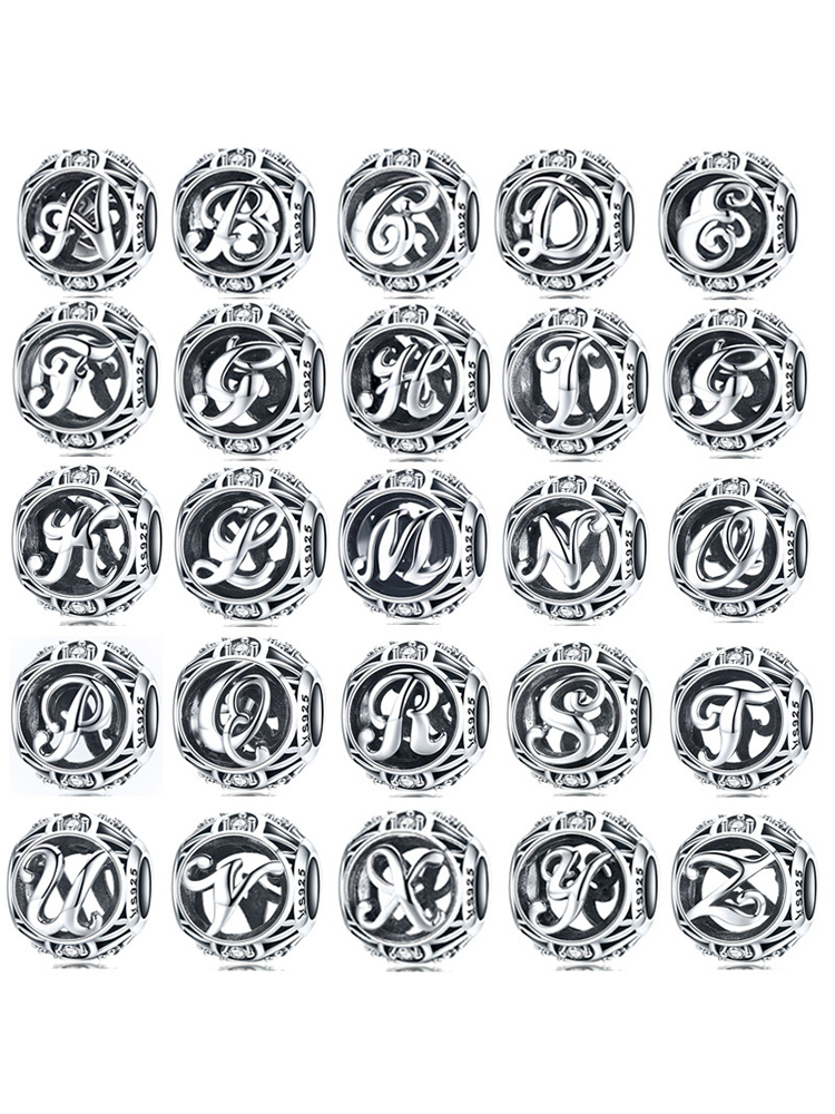 26 Letters 925 Sterling Silver Beads