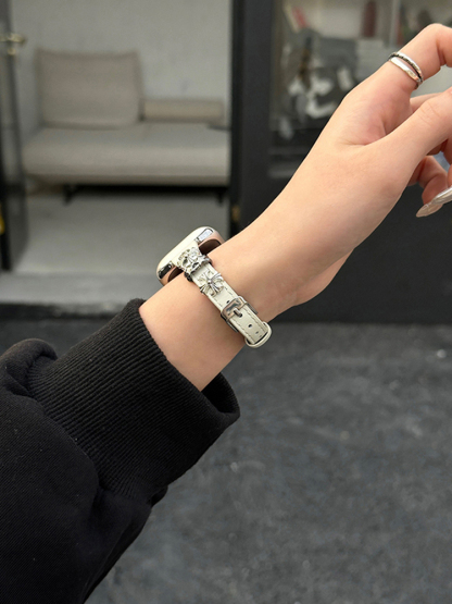 Cross Rivet Slim Leather Band