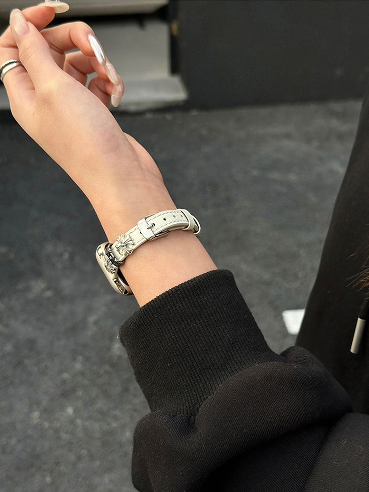 Cross Rivet Slim Leather Band