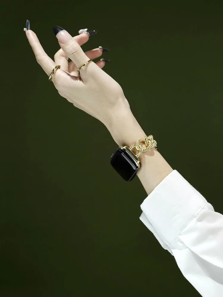 Honeycomb Rhinestone Inlay Stainless Steel Band for Apple Watch