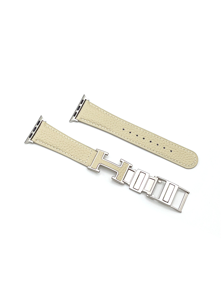 Litchi Pattern H Magnetic Buckle Leather Band