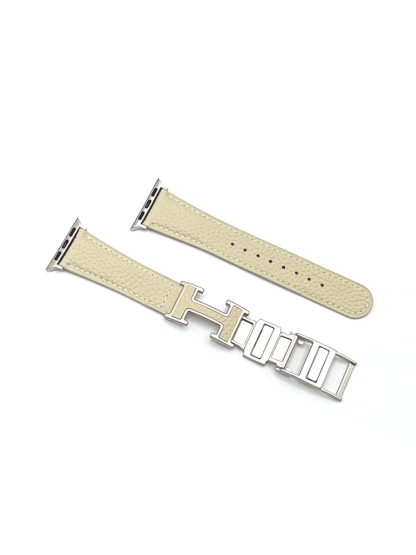 Litchi Pattern H Magnetic Buckle Leather Band