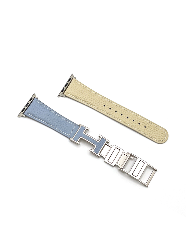 Litchi Pattern H Magnetic Buckle Leather Band