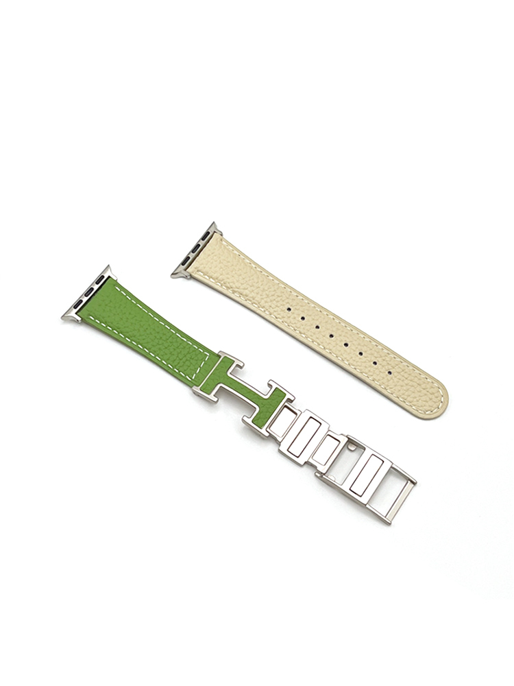Litchi Pattern H Magnetic Buckle Leather Band