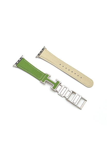 Litchi Pattern H Magnetic Buckle Leather Band