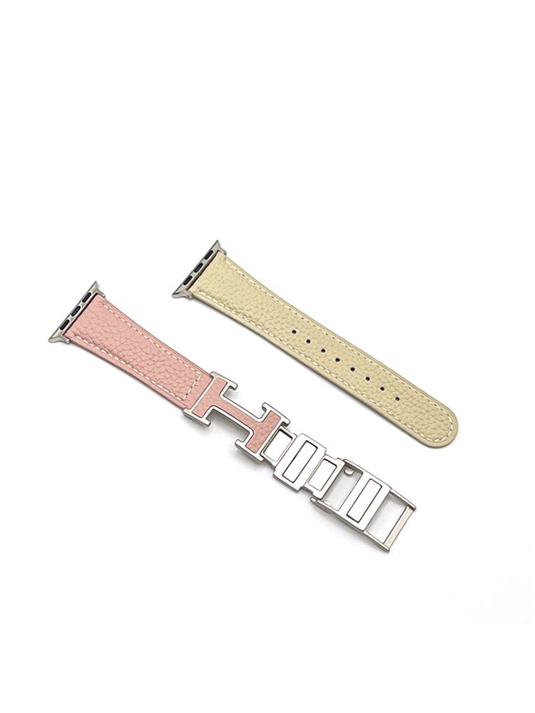 Litchi Pattern H Magnetic Buckle Leather Band