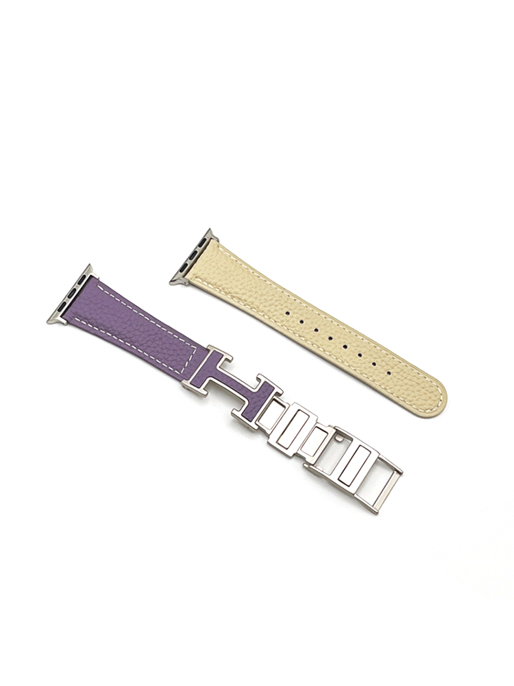 Litchi Pattern H Magnetic Buckle Leather Band