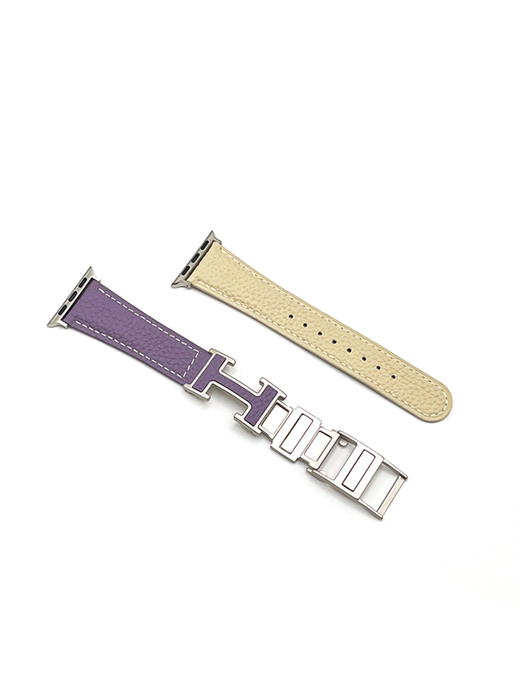 Litchi Pattern H Magnetic Buckle Leather Band