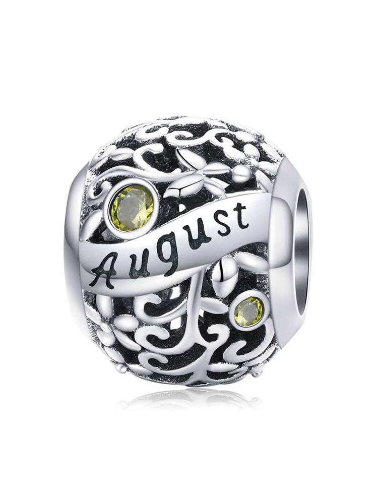 Month Birthstone 925 Sterling Silver Beads