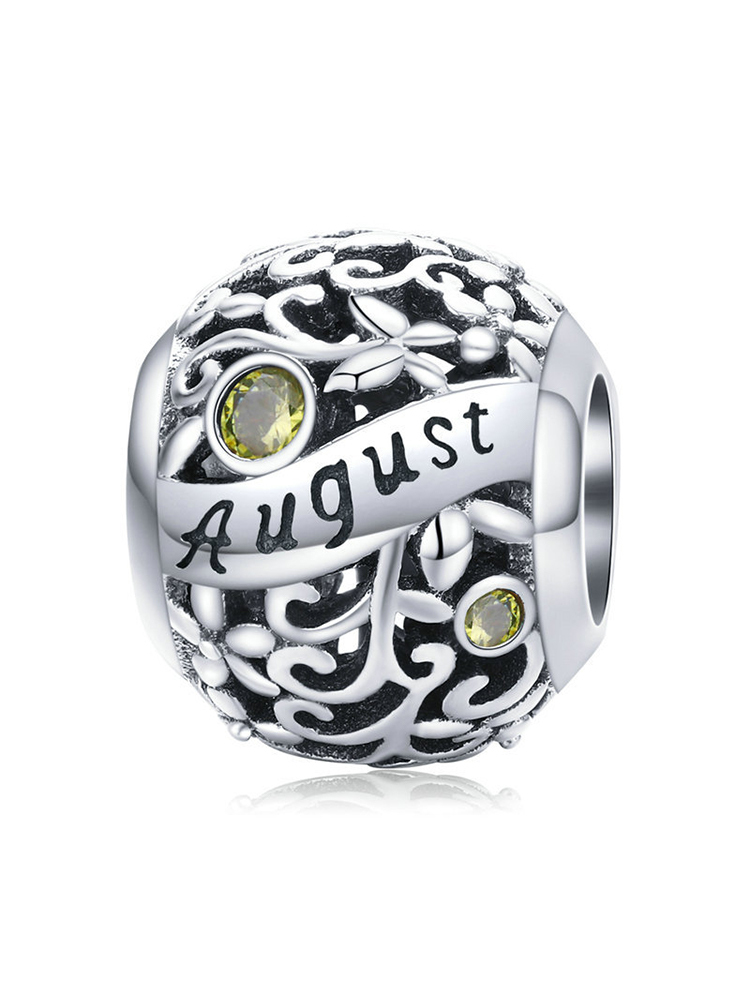 Month Birthstone 925 Sterling Silver Beads