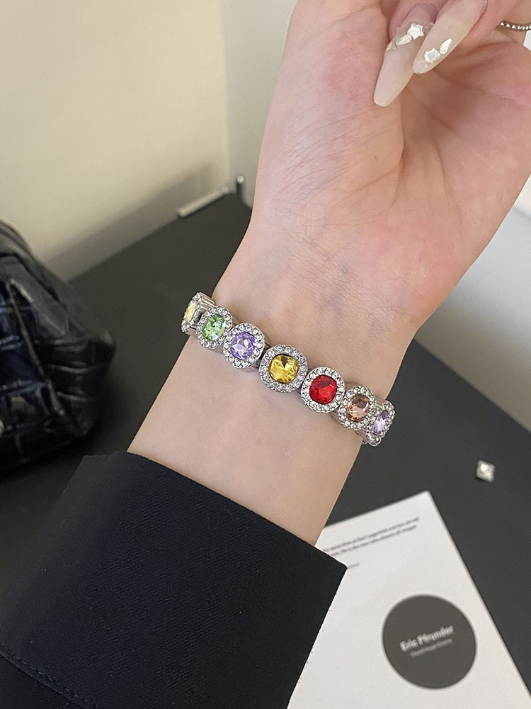 Colorful Round Diamonds Stainless Steel Band