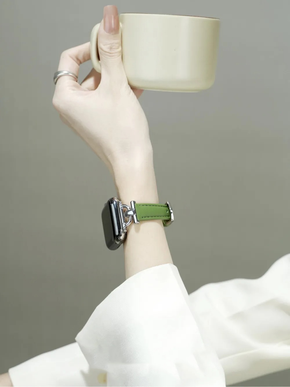 D Shape Buckle Fine Leather Band for Apple Watch