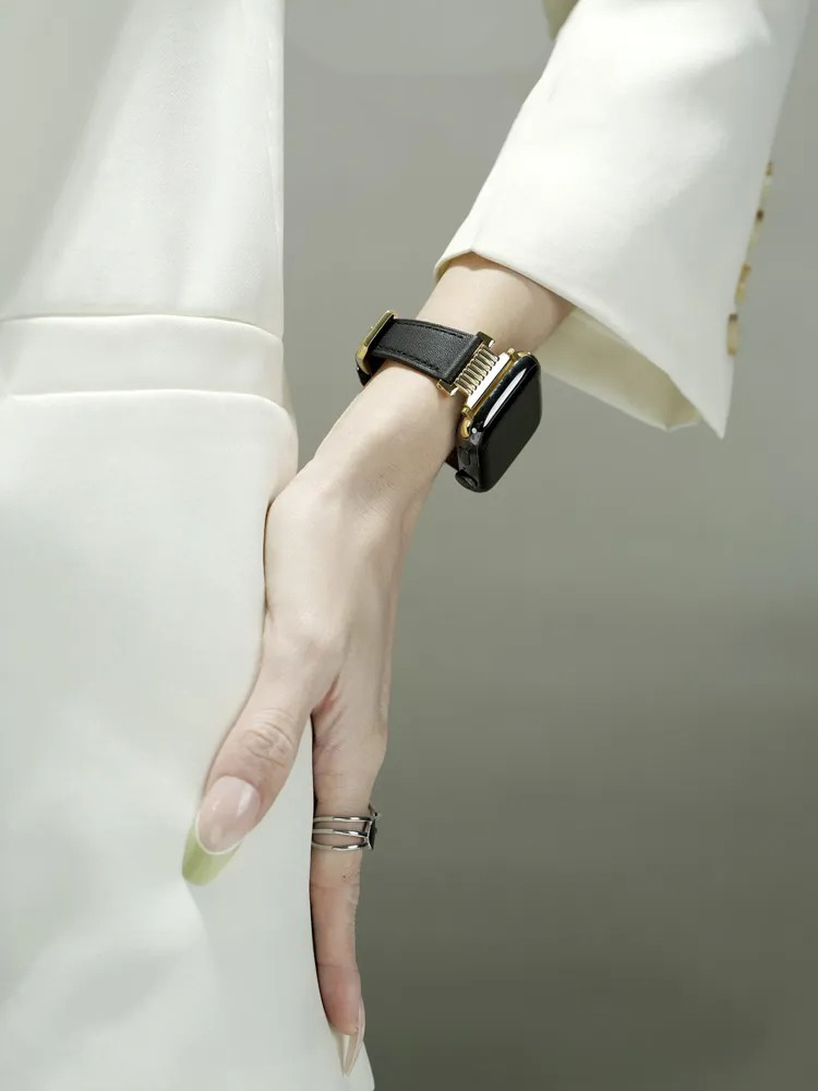 Linear Steel Stitching Leather Band for Apple Watch