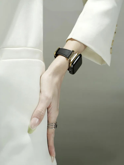 Linear Steel Stitching Leather Band for Apple Watch