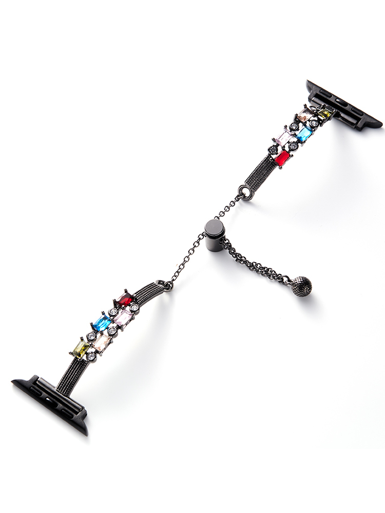 Tricolor Zircon Bracelet Stainless Steel Band