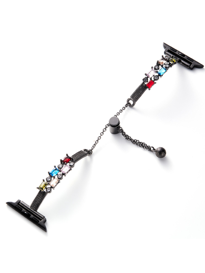 Tricolor Zircon Bracelet Stainless Steel Band