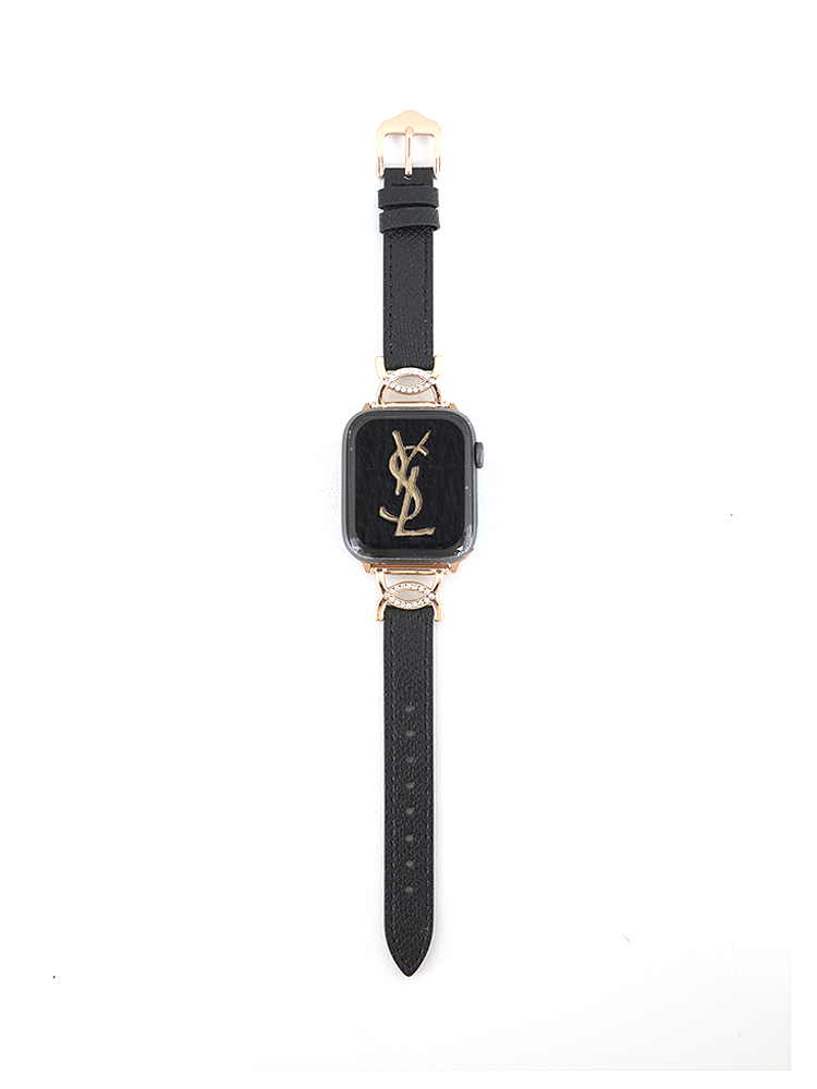 Double C-shaped Diamond Buckle Leather Band