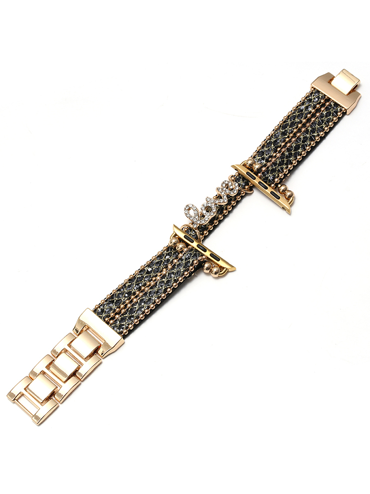 Diamond LOVE Double Circle Stainless Steel Apple Watch Band - Tatanband