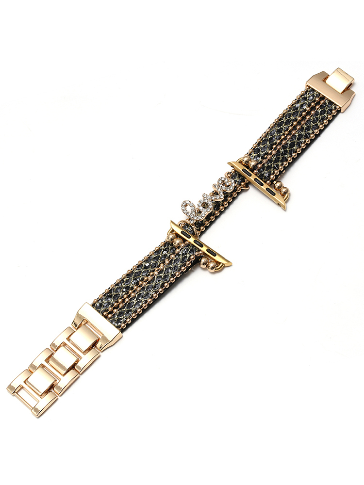 Diamond LOVE Double Circle Stainless Steel Band