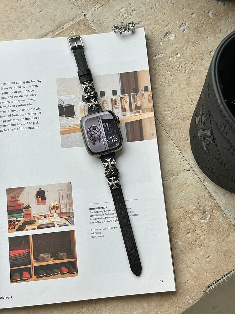 Cross Rivet Slim Leather Band