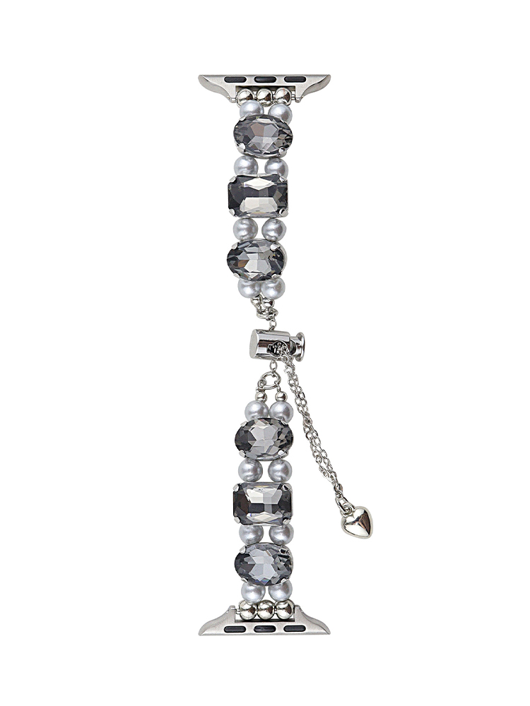 Large Zircon and Pearls Stainless Steel Apple Watch Band - Tatanband