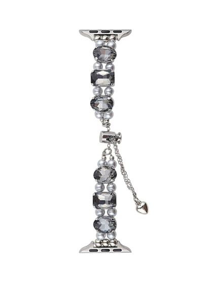 Large Zircon and Pearls Stainless Steel Band