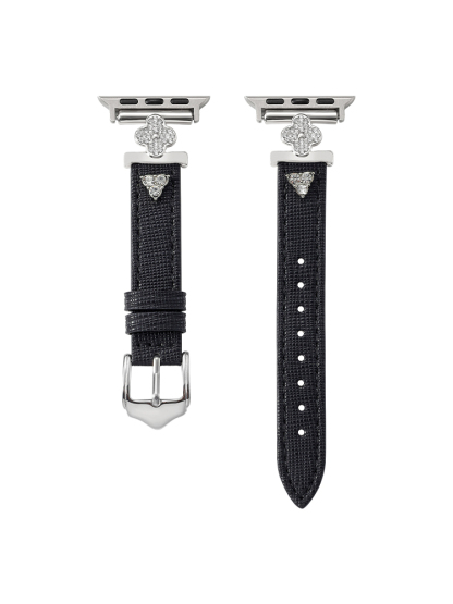 Full Diamond Clover Buckle with Diamond Rivet Leather Band