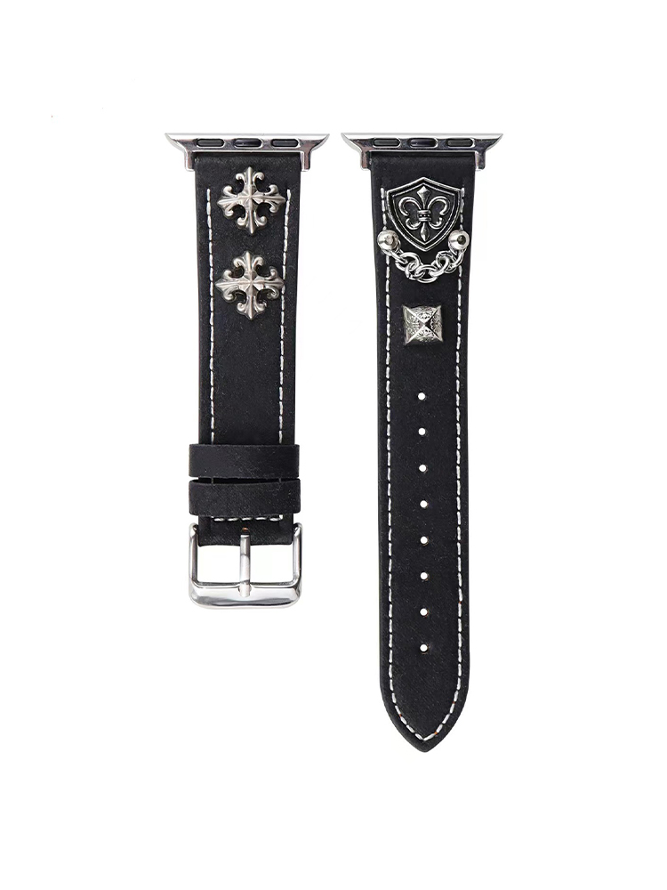 Chrome Hearts Distressed Pattern Leather Apple Watch Band - Tatanband