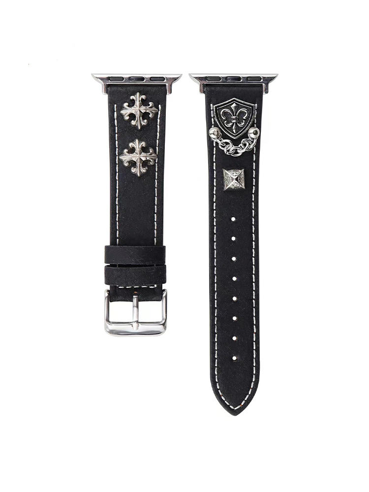Chrome Hearts Distressed Pattern Leather Apple Watch Band - Tatanband