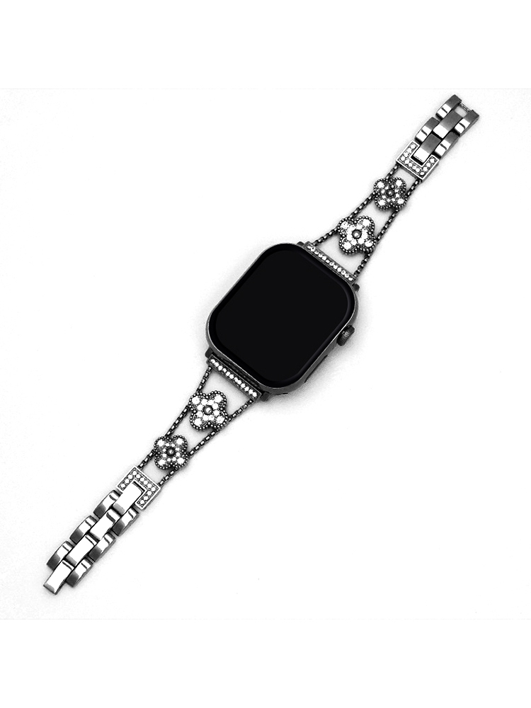 Full Diamond Star Four-leaf Clover Stainless Steel Band