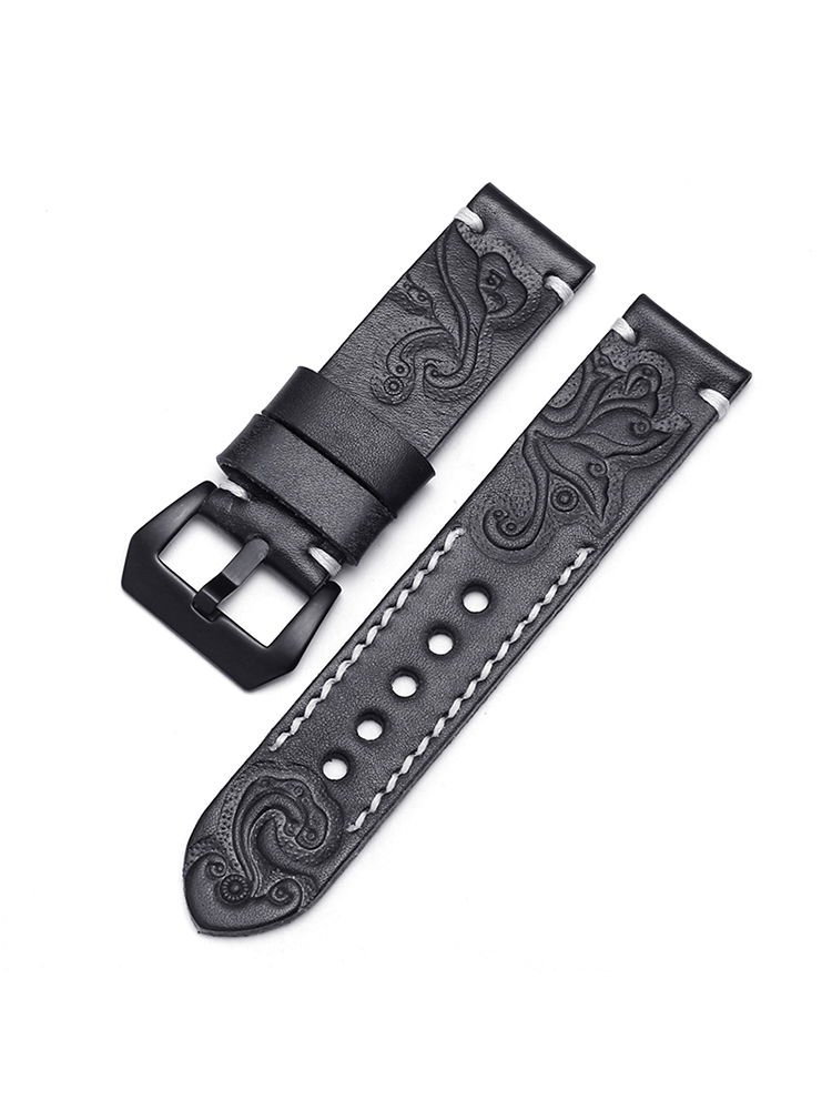 Vintage Engraved Leather Apple Watch Band - Tatanband