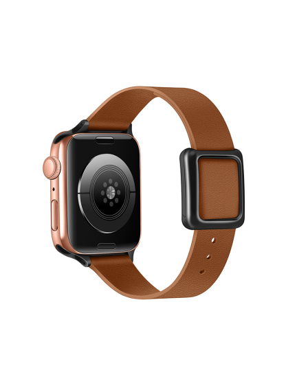 Magnetic Square Buckle Slim Leather Band