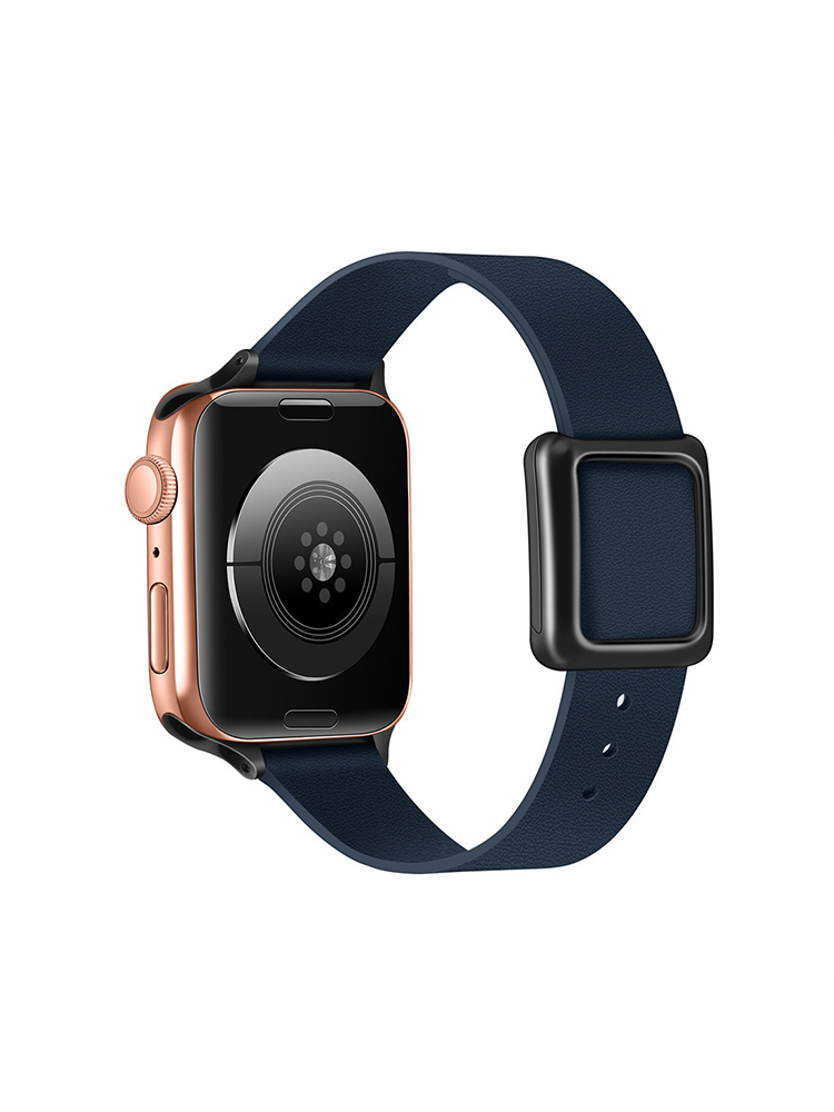 Magnetic Square Buckle Slim Leather Band