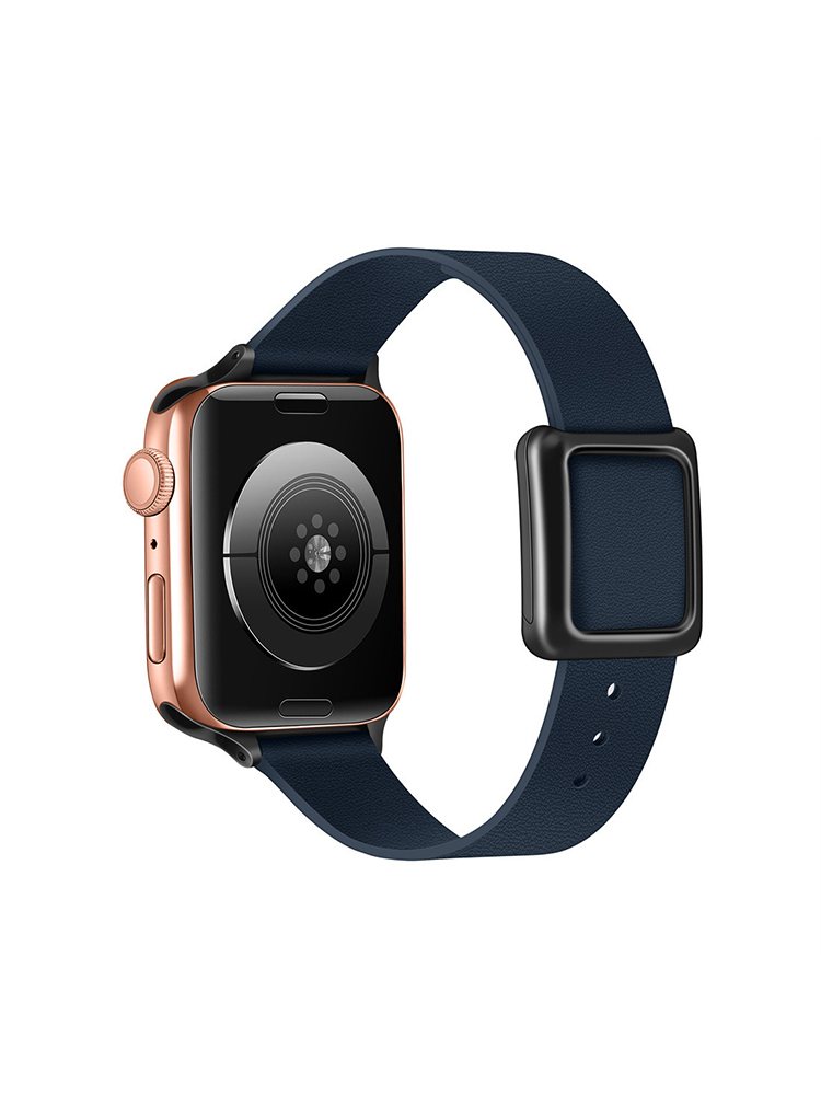 Magnetic Square Buckle Slim Leather Band