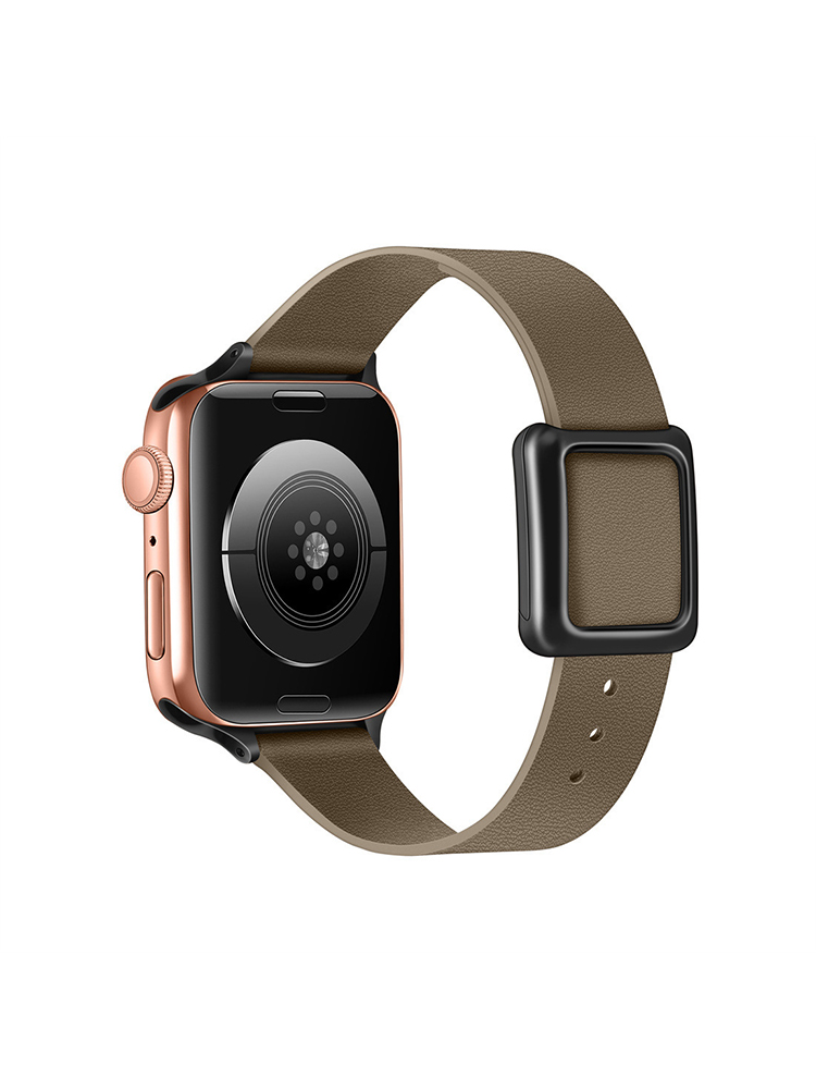 Magnetic Square Buckle Slim Leather Band