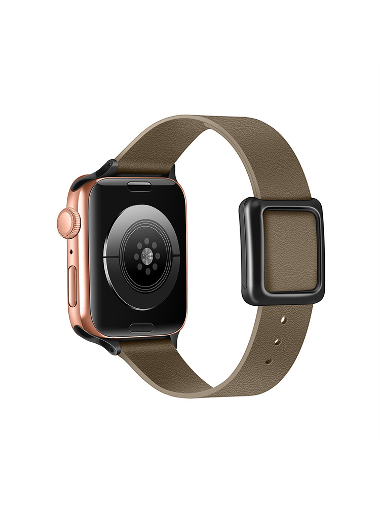 Magnetic Square Buckle Slim Leather Band