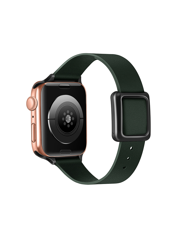 Magnetic Square Buckle Slim Leather Band